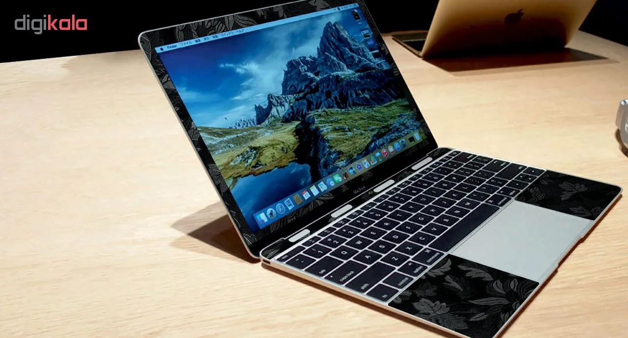 برچسب پوششی ماهوت مدل Black Wild-Flower مناسب برای لپ تاپ Macbook 12inch Retina