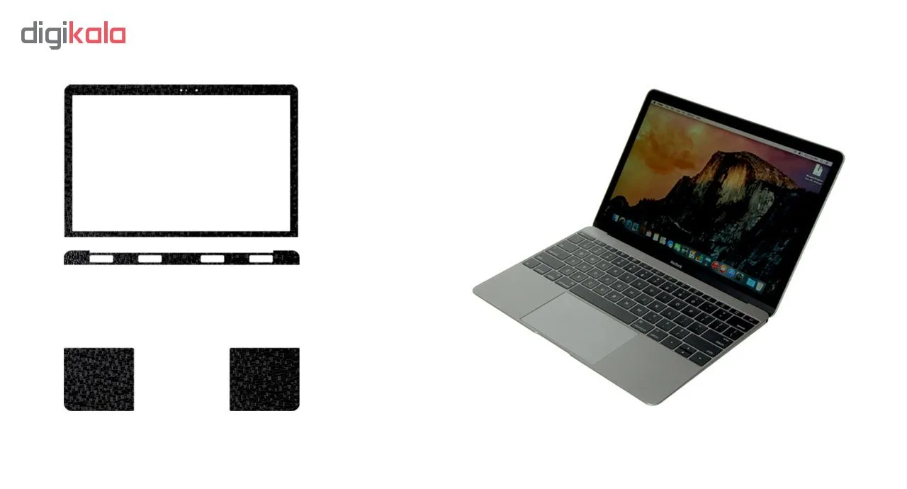 برچسب پوششی ماهوت مدل Black Silicon-Texture مناسب برای لپ تاپ Macbook 12inch Retina