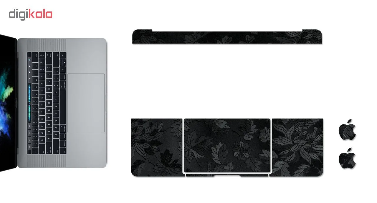 برچسب پوششی ماهوت مدل Black Wild-Flower مناسب برای لپ تاپ اپل Macbook Pro 2016 15inch Retina