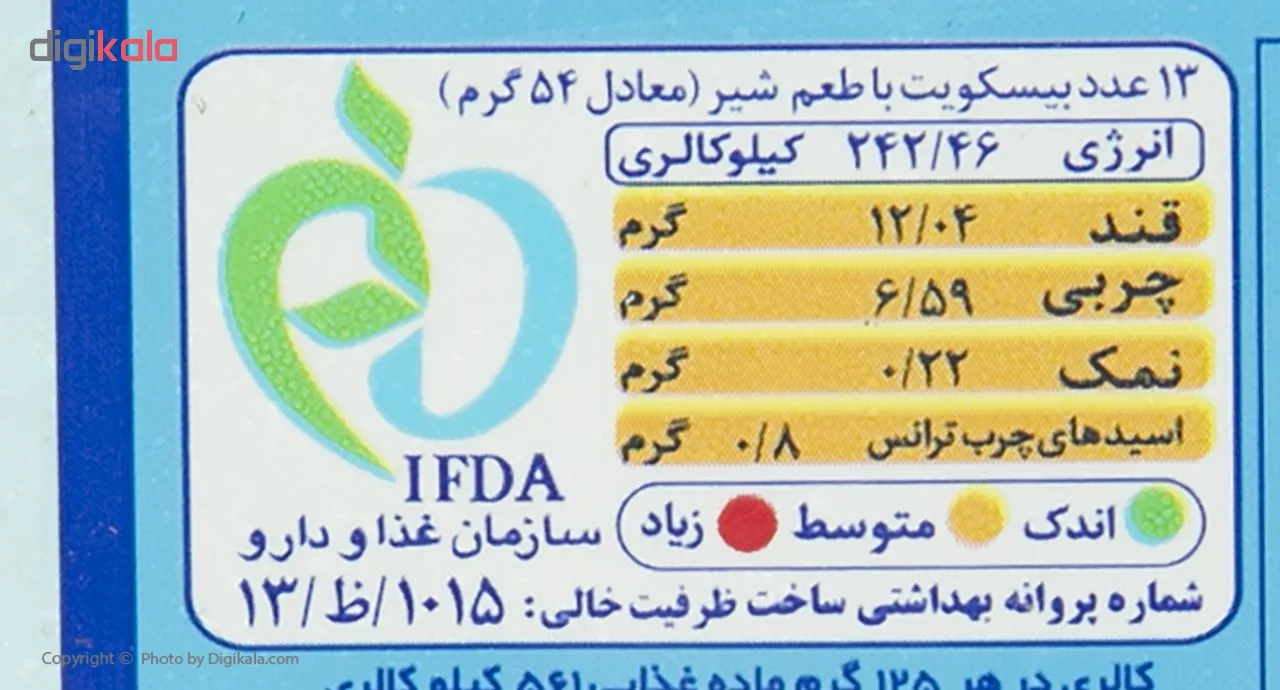 بیسکوئیت شیری پتی بور - 125 گرم