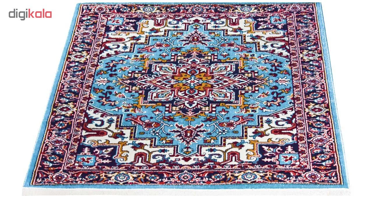 فرش ماشینی سهند طرح هریس کد P648.QJ زمینه فیروزه ای