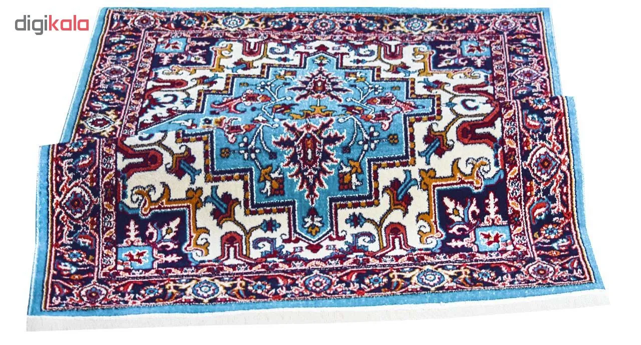 فرش ماشینی سهند طرح هریس کد P648.QJ زمینه فیروزه ای