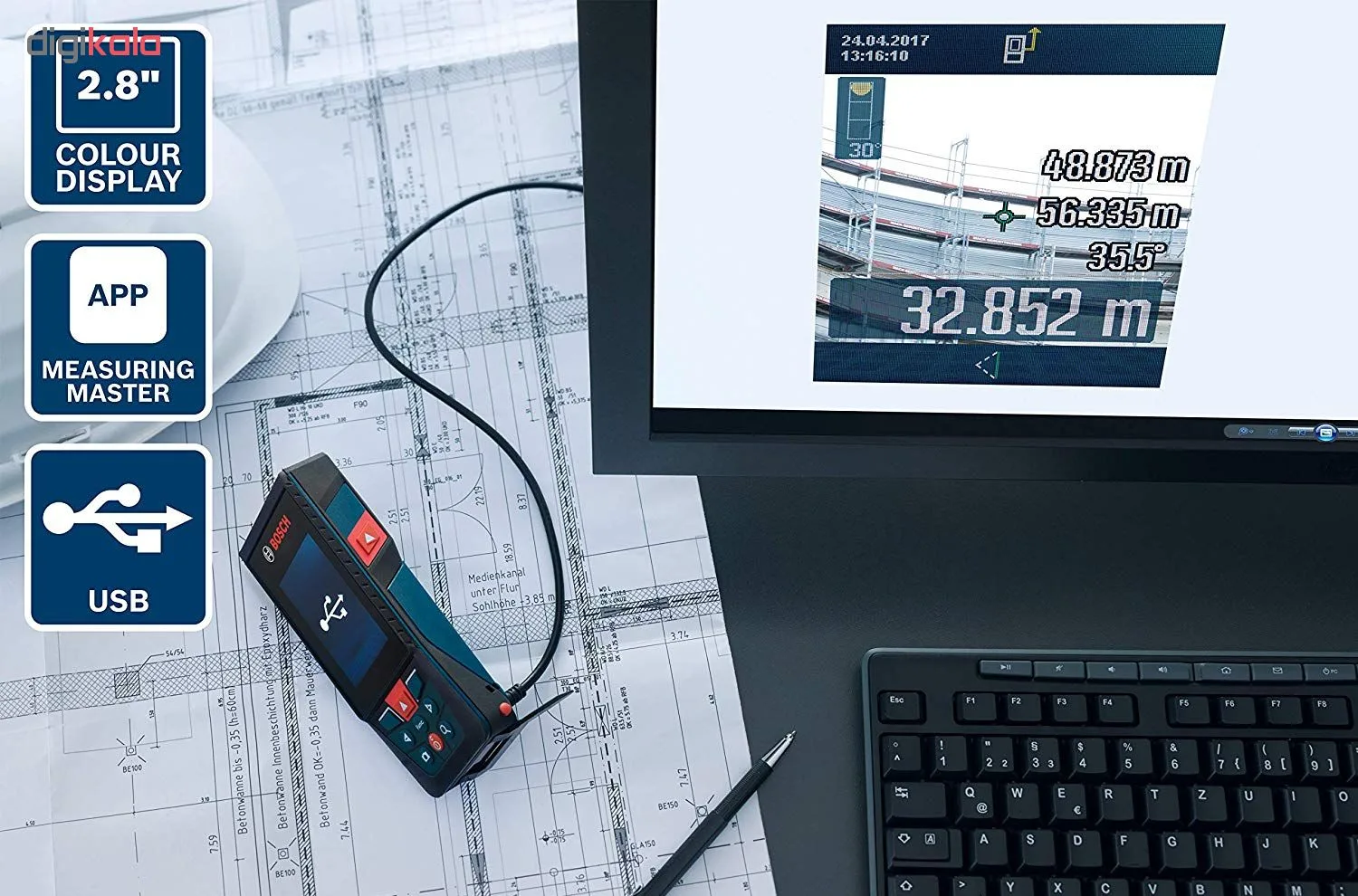 متر لیزری دوربین دار بوش مدل GLM 120 C