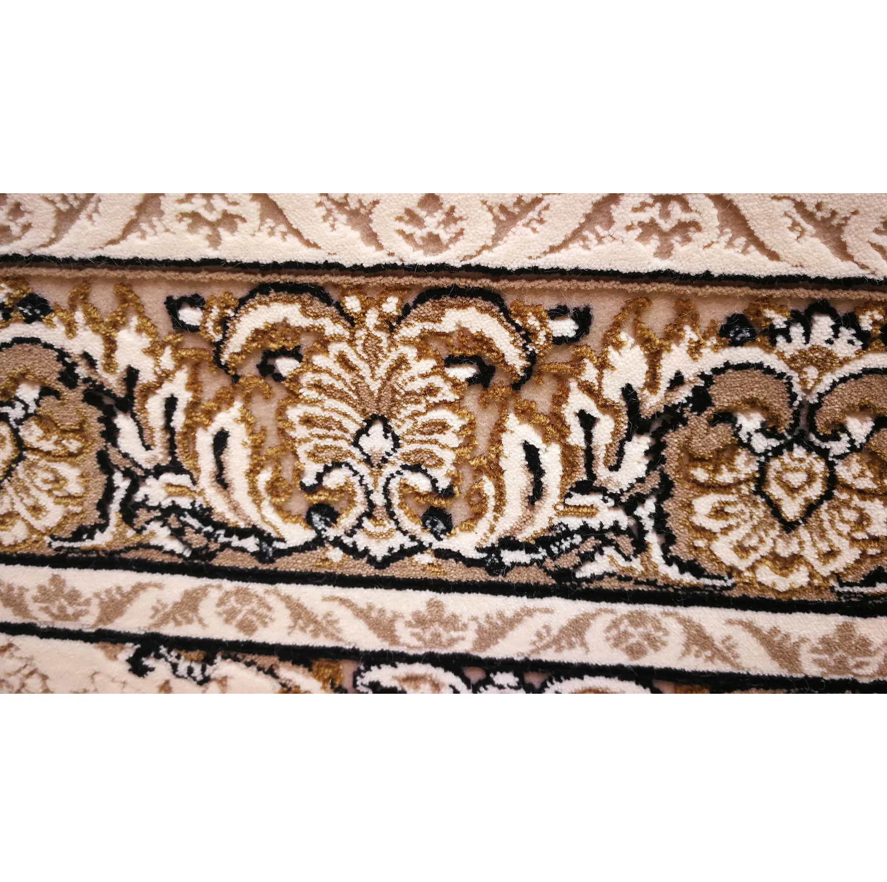 فرش ماشینی زمرد مشهد مدل CRM008 زمینه کرم