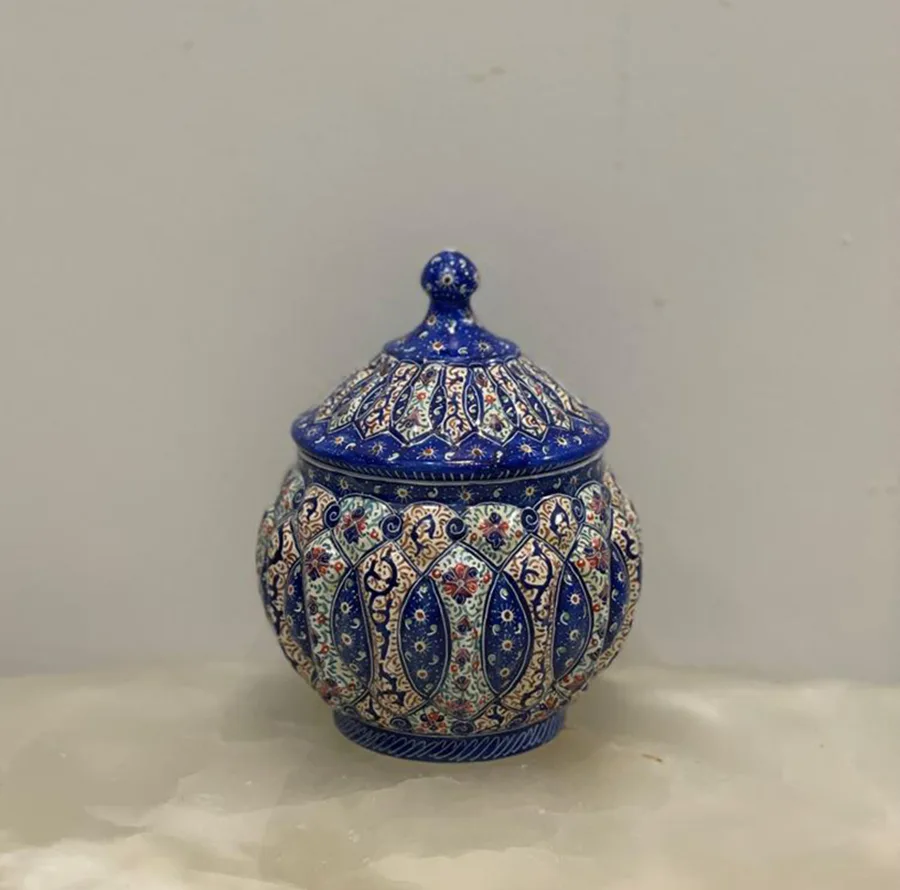 قندان میناکاری اسماعیلی مدل درب دار خانه بندی کد 841159-4