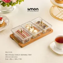 اردوخوری لیمون مدل مستطیل پایه چوبی کد FIDOKA-2248 مجموعه 4 عددی
