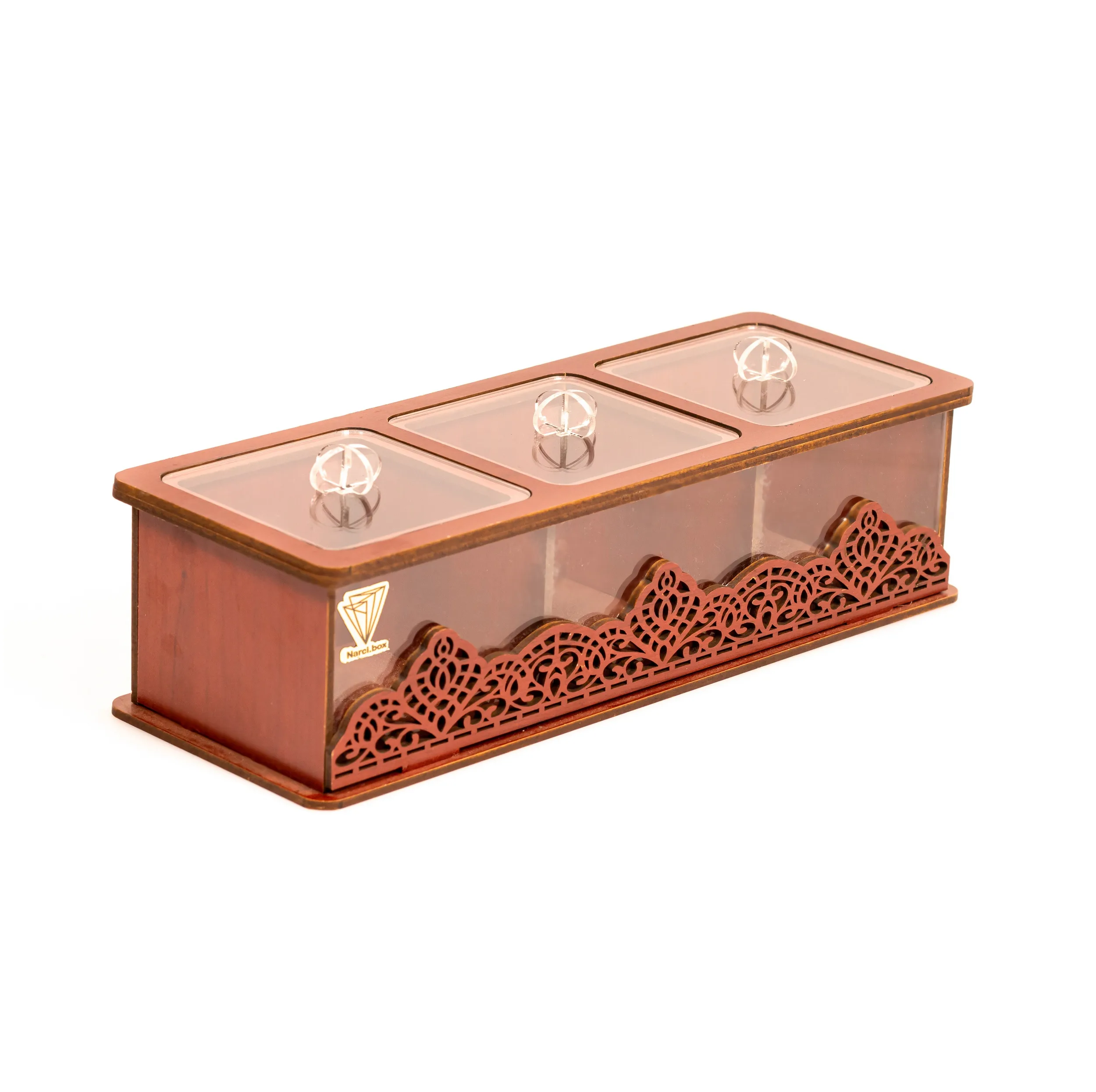 جعبه پذیرایی 3 خانه نارسی کد 03، مدل لوکسی، جنس MDF