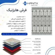 فرش ماشینی 1000 شانه هانوکس زمینه طوسی حاشیه چند رنگ مدل مراکشی کد MHX.014.1