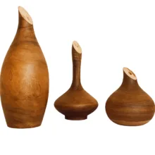 گلدان چوبی مدل سالونگ مجموعه 3 عددی