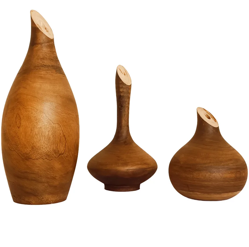 گلدان چوبی مدل سالونگ مجموعه 3 عددی