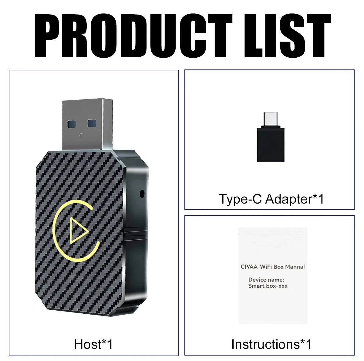 کارپلی و اندروید اتو مدل Wireless CarPlay/Android Auto Q1M به همراه مبدل USB به USB-C