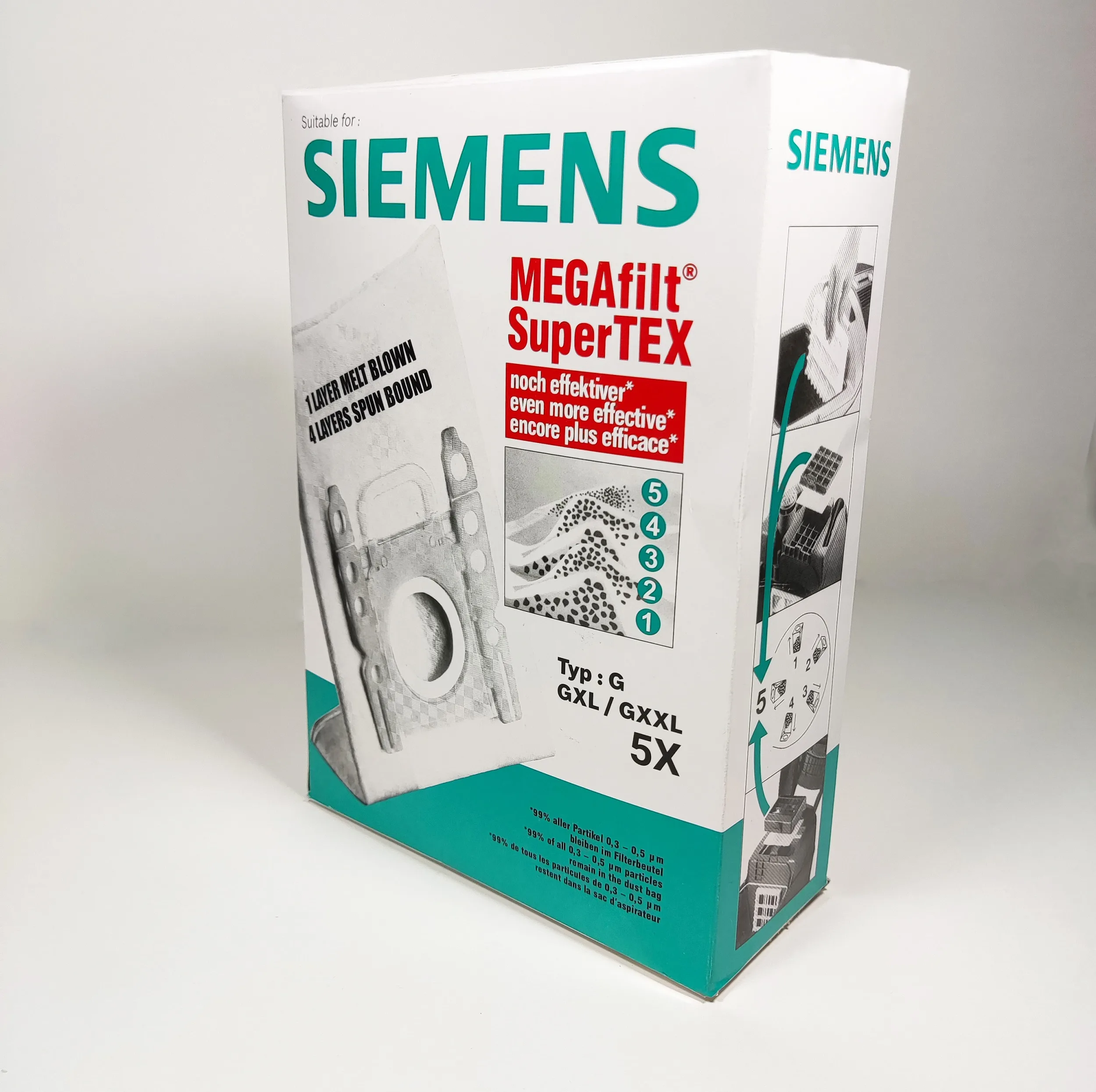 پاکت جاروبرقی سوپرتکس مدل M8268 مناسب جاروبرقی های بوش و زیمنس Type G /GXL/GXXLبسته 5 عددی