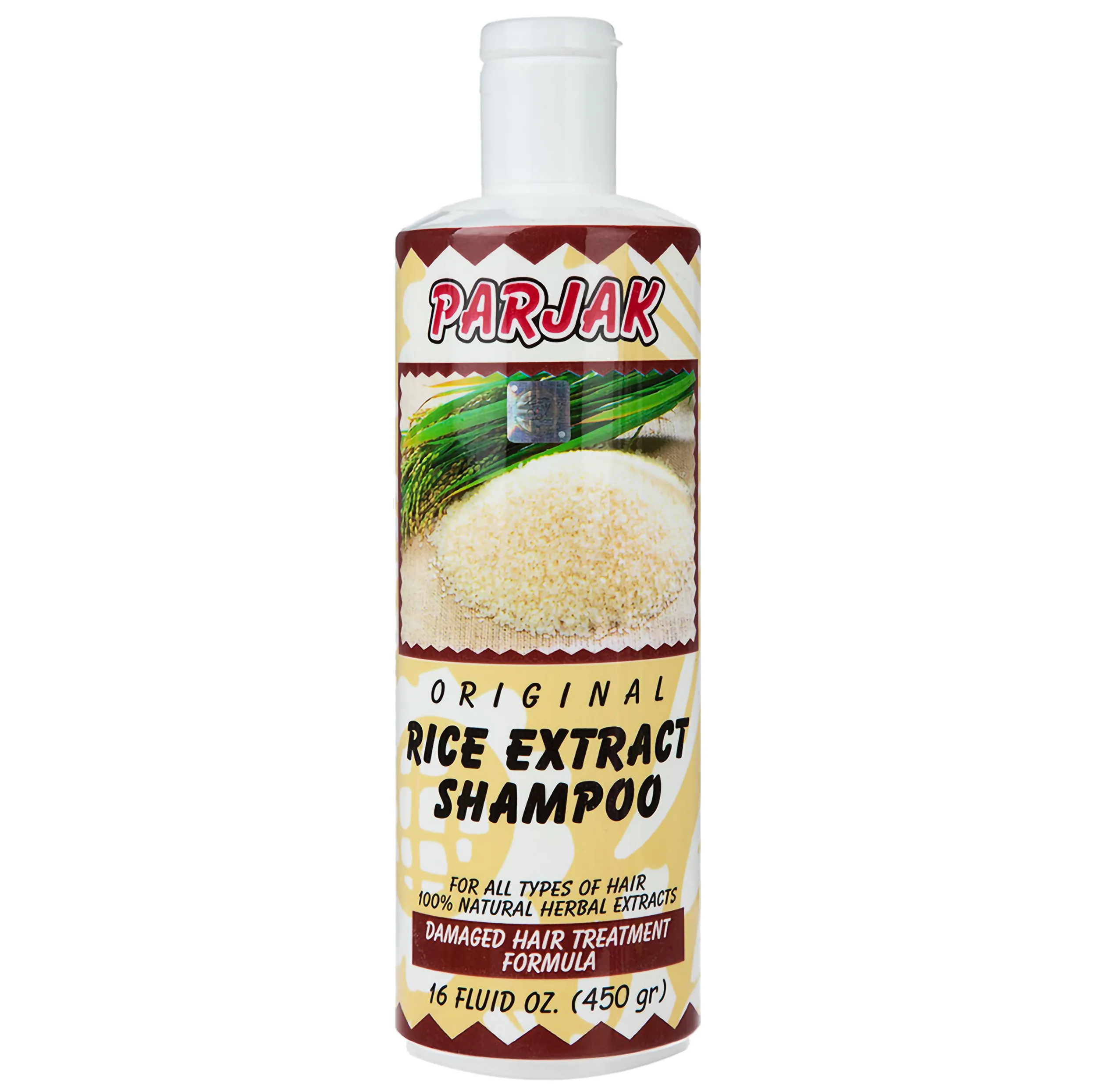 شامپو تقویت کننده و ترمیم کننده مو پرژک مدل Rice Extract مناسب انواع مو حجم 450 میلی لیتر
