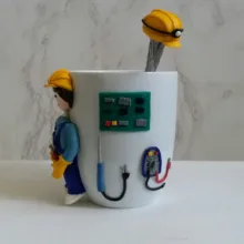 ماگ سرامیکی مدل مهندس برق کد L806 به همراه قاشق