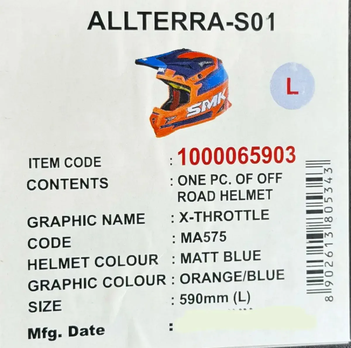 کلاه کاسکت اس ام کی مدل کراس SMK Allterra S01 طرح X-Throttle X Power کد 2319