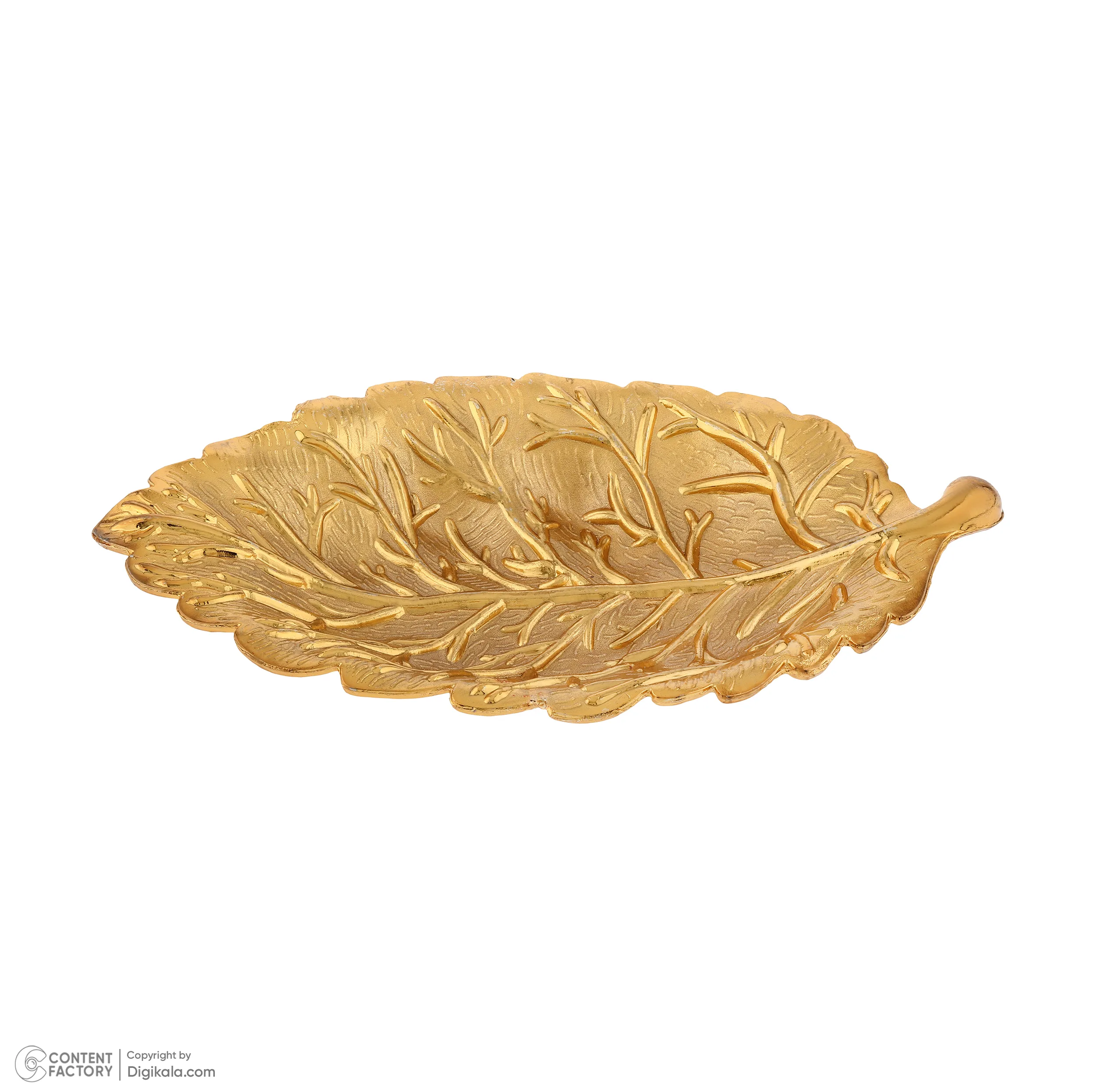 ظرف سرو فلزی دسرخوری طرح برگ فانتزی زارا گیفت مدل خرماخوری کد ZR09 با طراحی مدرن، مناسب سرو خرما و تنقلات، ساخت ایران و قابل شستوشو با دست