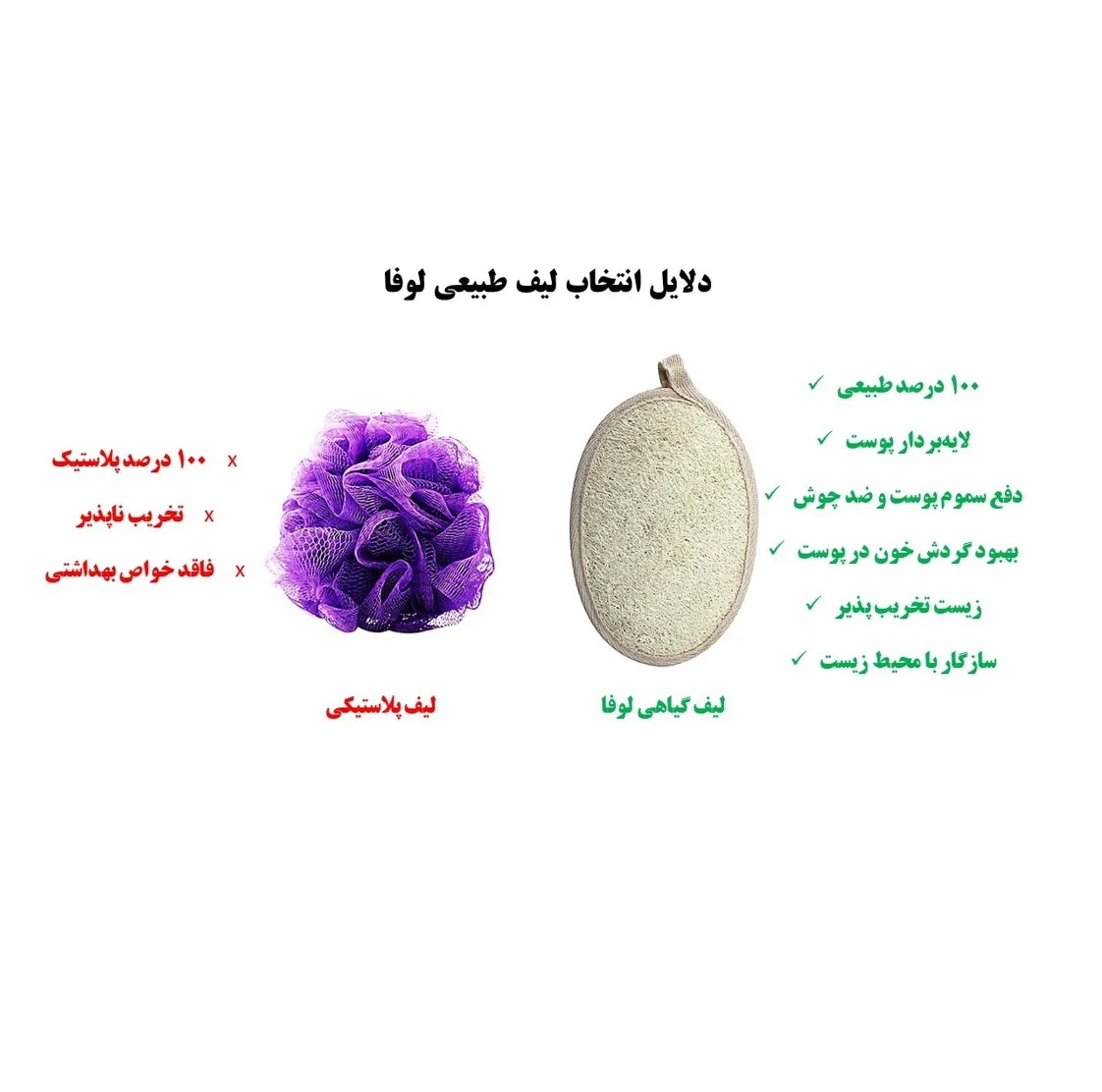 لیف حمام مدل لایه بردار طبیعی گیاه لوفا بسته 6 عددی