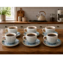 سرویس قهوه خوری 12 پارچه 6 نفره استون مدل پاشش اقیانوس کد 03
