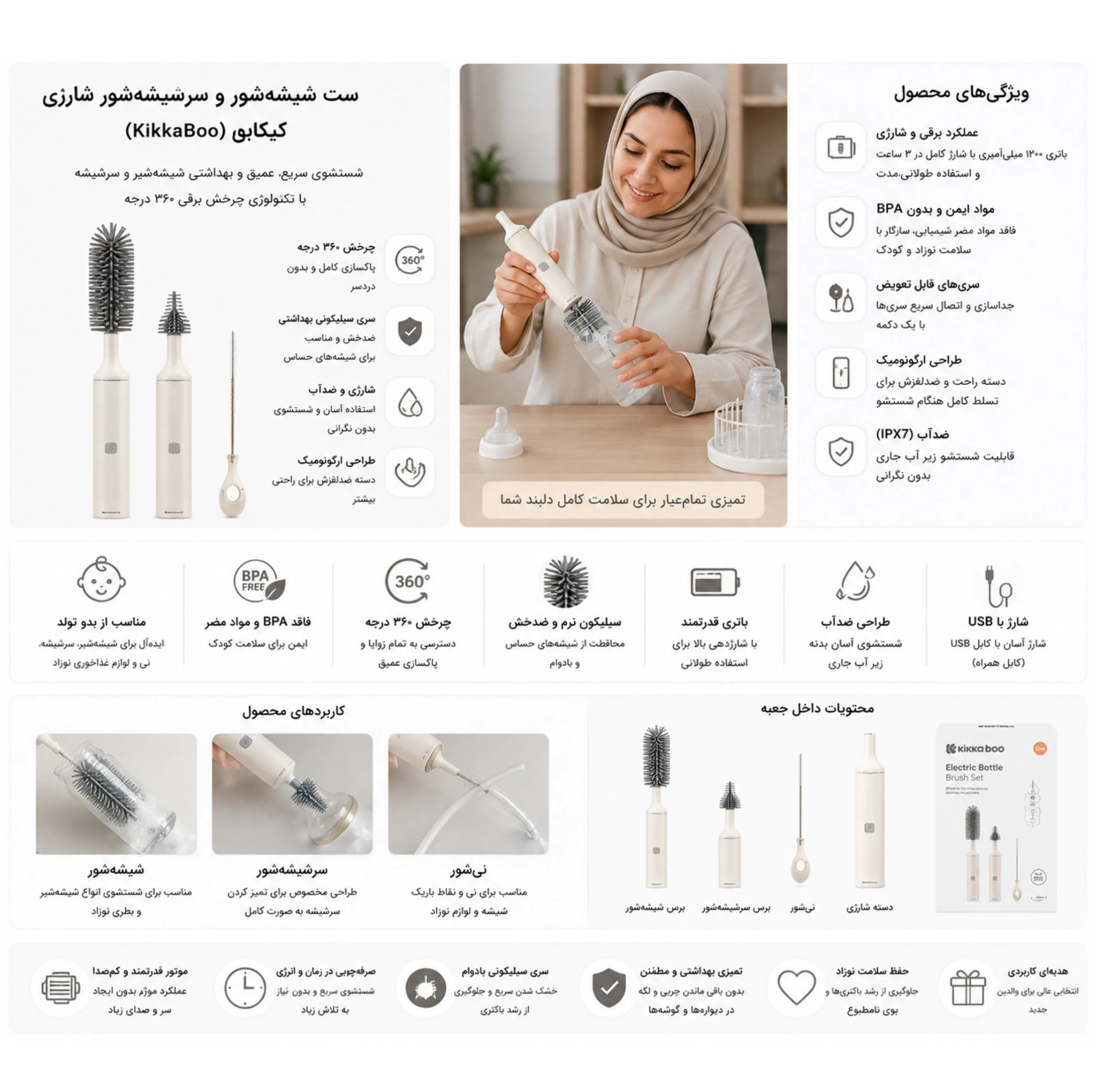 برس شیشه شوی کیکابو مدل شارژی