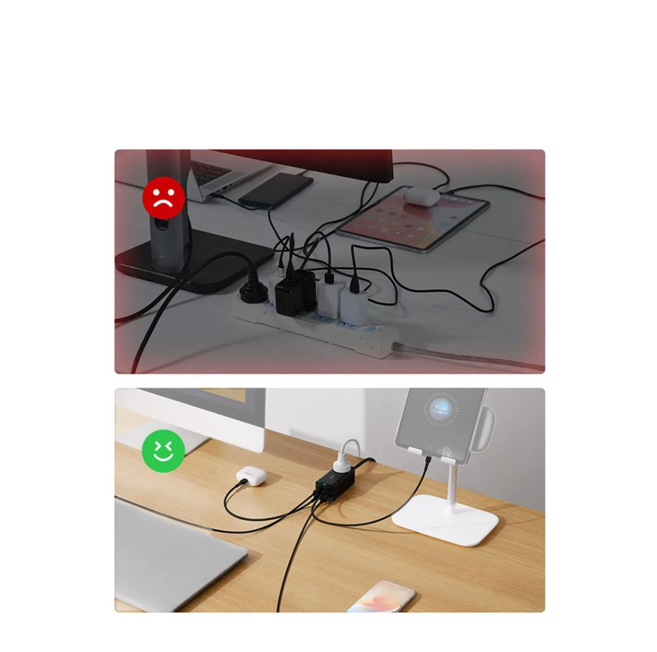 شارژر رومیزی باسئوس مدل Power Combo 65W به همراه کابل USB-C