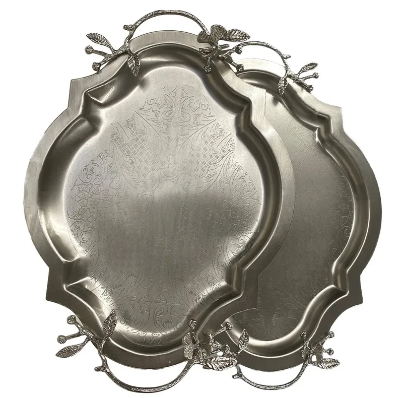 سینی دسته دار سالی نو مدل پروانه کد 608485 مجموعه دو عددی