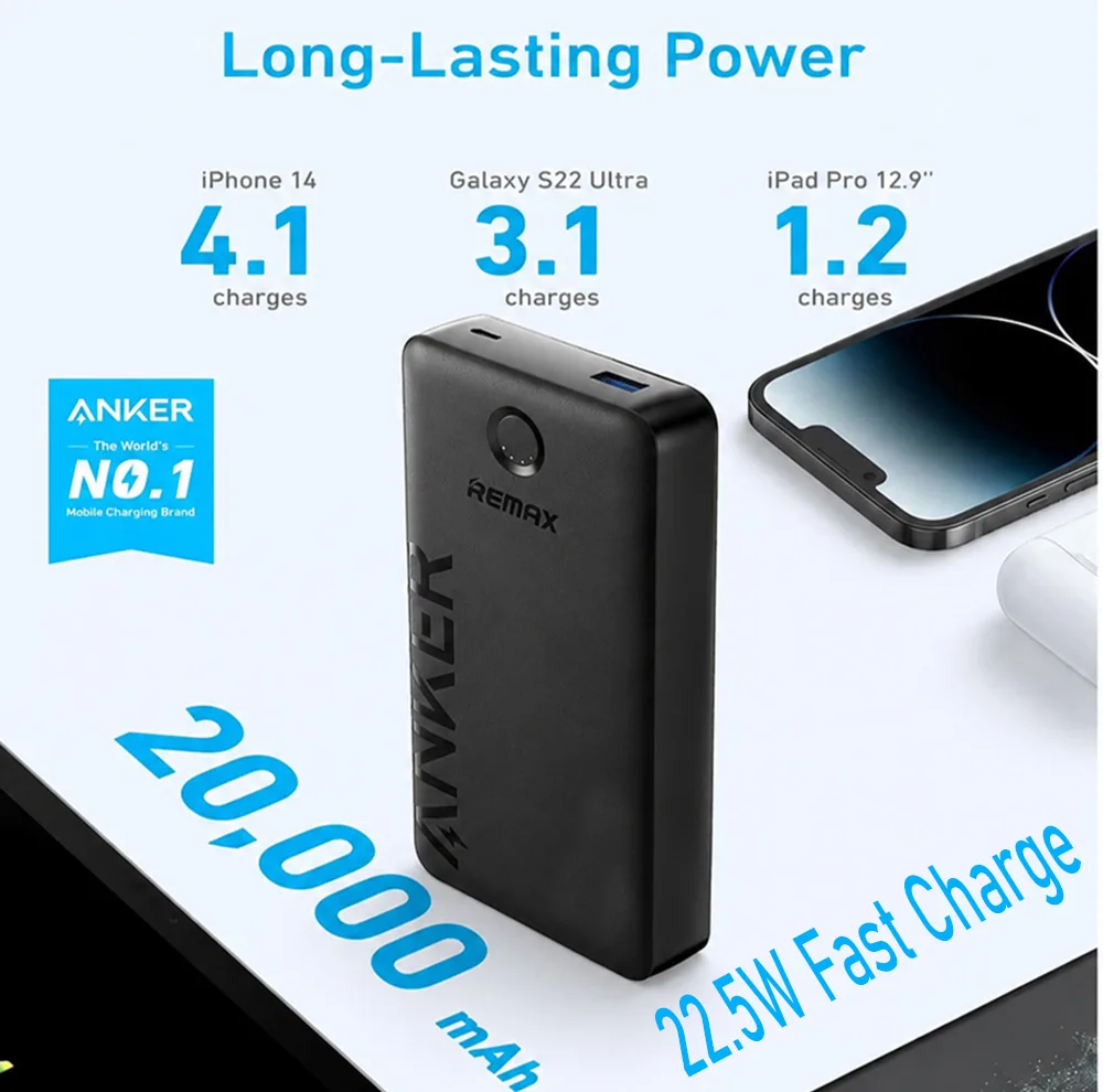 پاوربانک 22.5 وات ریمکس مدل A1286-325 Powercore ظرفیت 20000 میلی آمپر ساعت