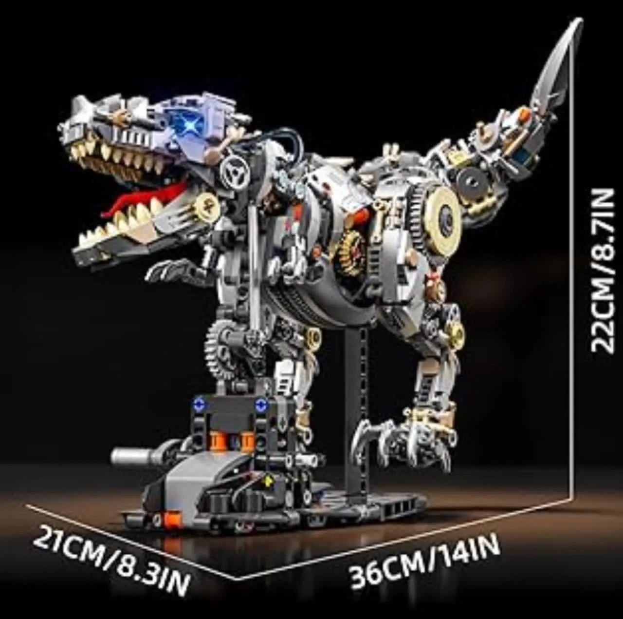 ساختنی 1268 تکه ناب سل مدل دایناسور تیرانوسوروس چراغدار به همراه پایه کد1268PCS DINOSAURS MECHANICAL NO13087