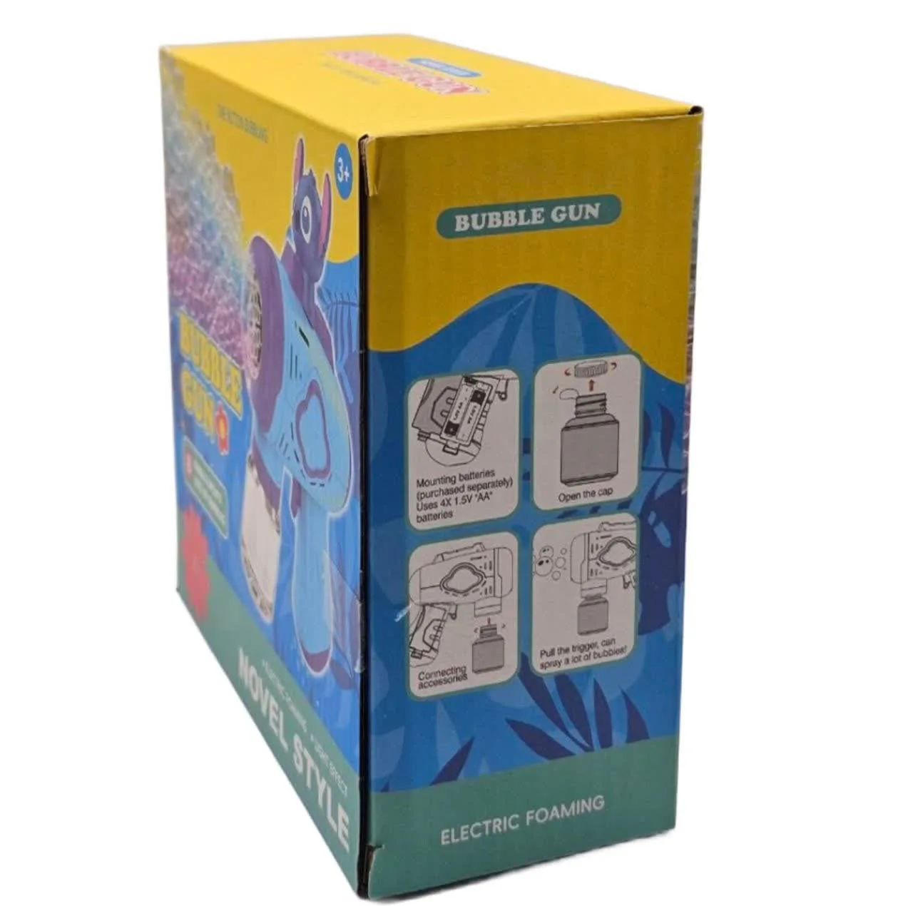 حباب ساز ناب سل مدل تفنگی چراغدار طرح استیج بامزه 8 حفره کد 8BUBBLE SPOUTS LOTS OF BUBBLES