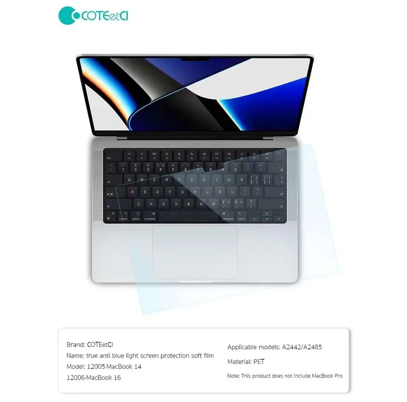 محافظ صفحه نمایش کوتتسی مدل 12006 مناسب برای لپ تاپ اپل MacBook Pro 16 inch A2485/A2780/A2991/A3403/A3186/A3428