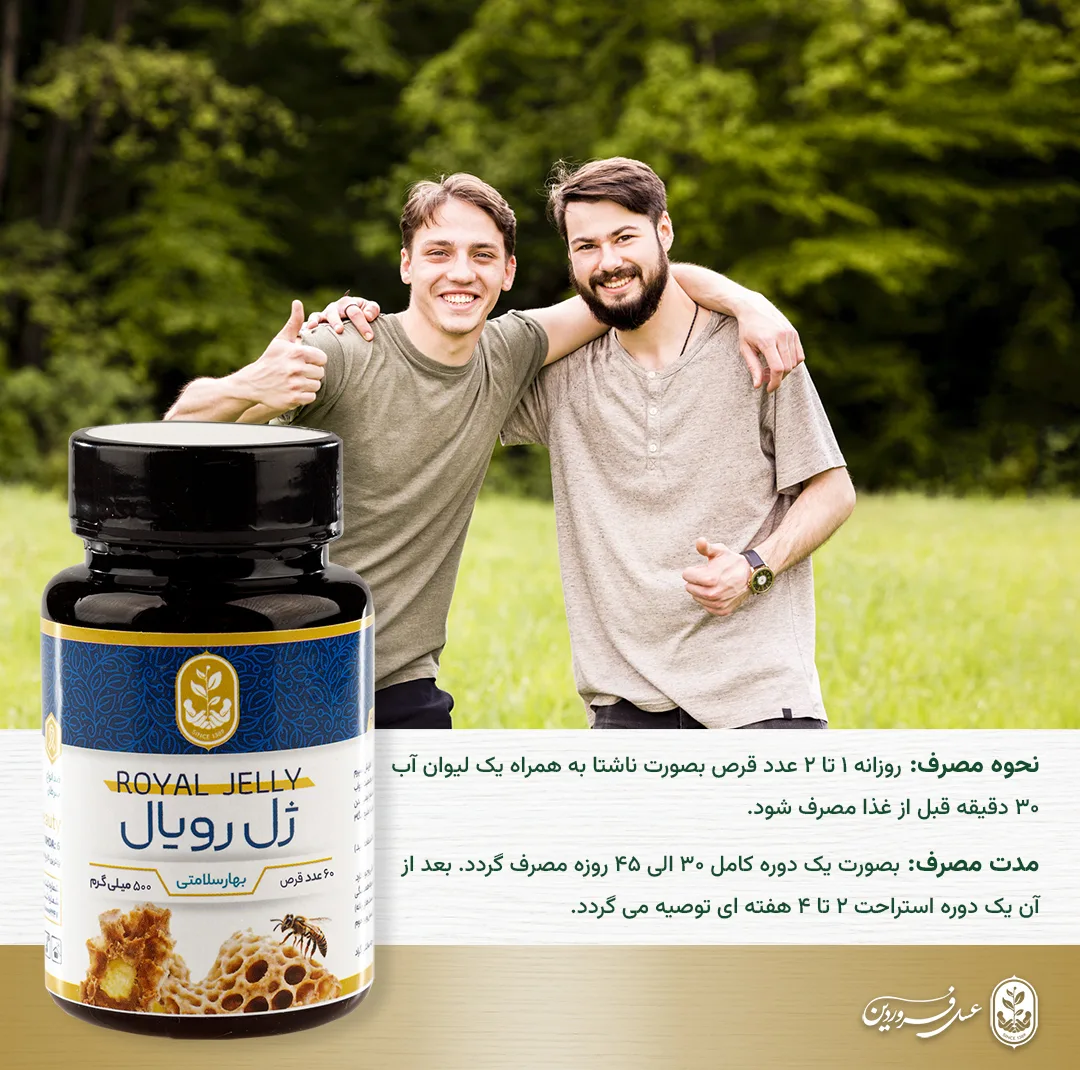 قرص ژل رویال طبیعی فروردین بسته 60 عددی