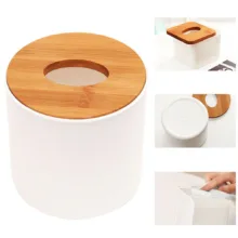 جای دستمال کاغذی مدل گرد درب بامبو کد DGQ50303001