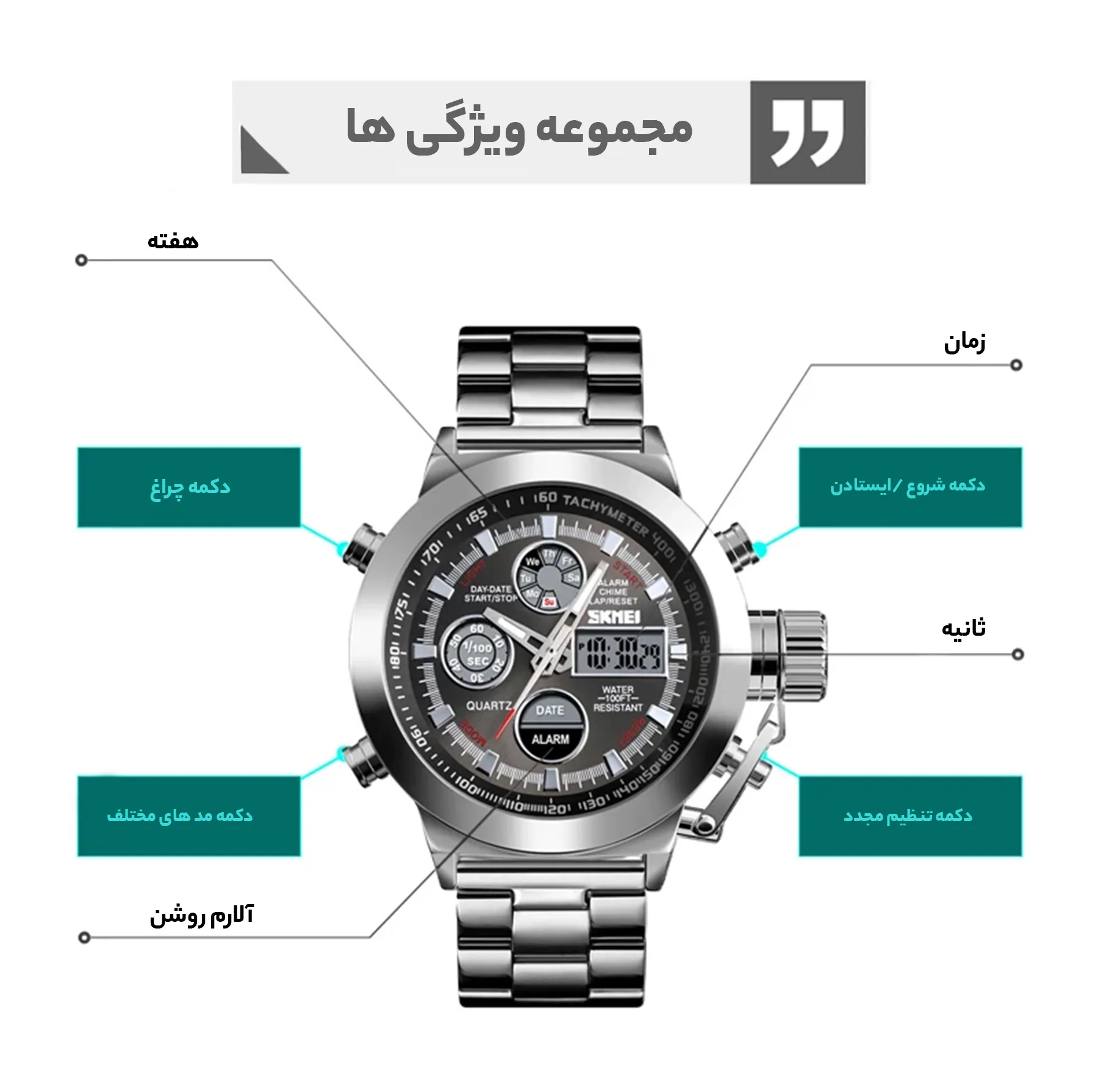 ساعت مچی عقربه ای مردانه اسکمی مدل 1515S-NP