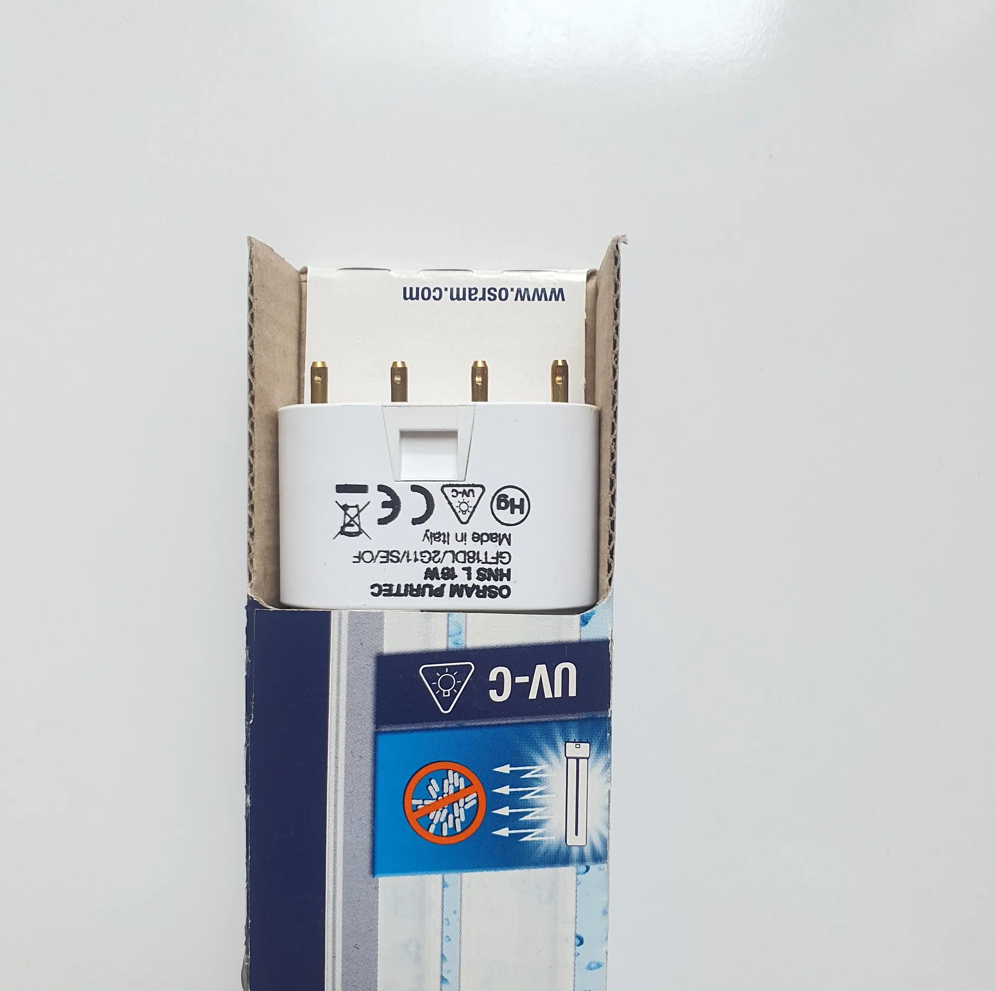 لامپ یووی سی 18 وات اسرام مدل PURITEC-HNS پایه 2G11