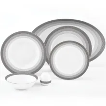 سرویس غذاخوری 28 پارچه چینی زرین ایران سری ایتالیا اف مدل Silverliner 2 درجه عالی