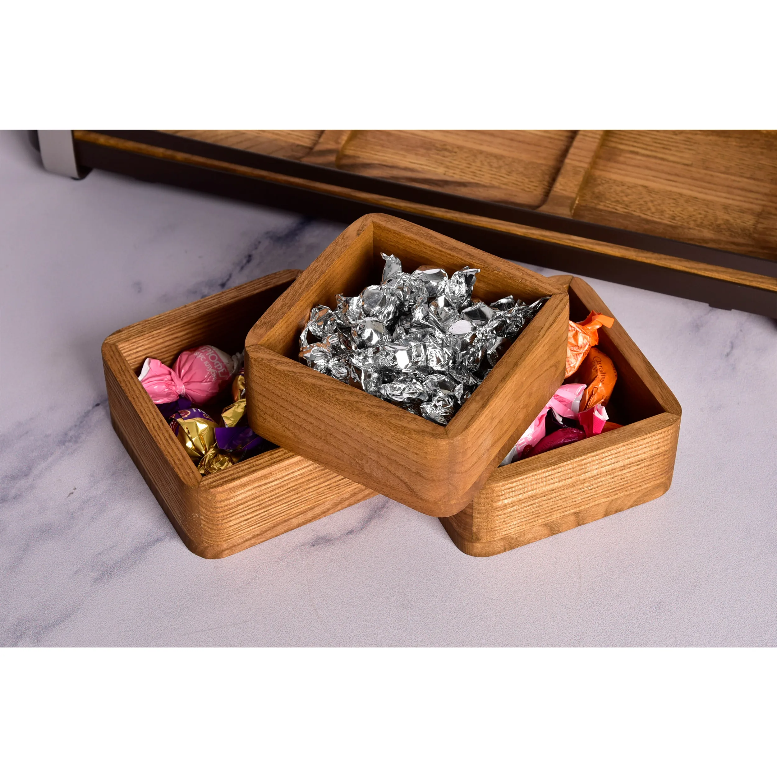 اردوخوری بیویکی 3 خانه طرح مجستیک کد 452203، جنس چوب، مناسب سرو و پذیرایی، شستشو با دست