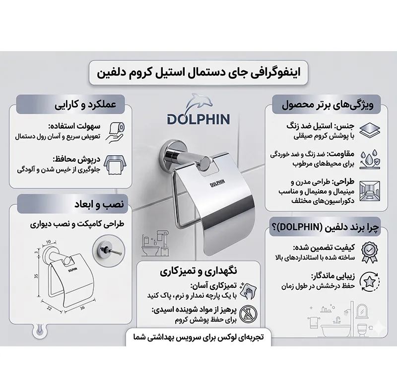 پایه رول دستمال کاغذی دلفین مدل 21-KK-Cp