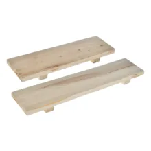تخته سرو چوبی پایه‌دار بسته 2 عددی مستطیل شکل، مقاوم در برابر فشار و حرارت، مناسب سرو غذا و دسر، ساخت ایران، شست‌وشو با دست
