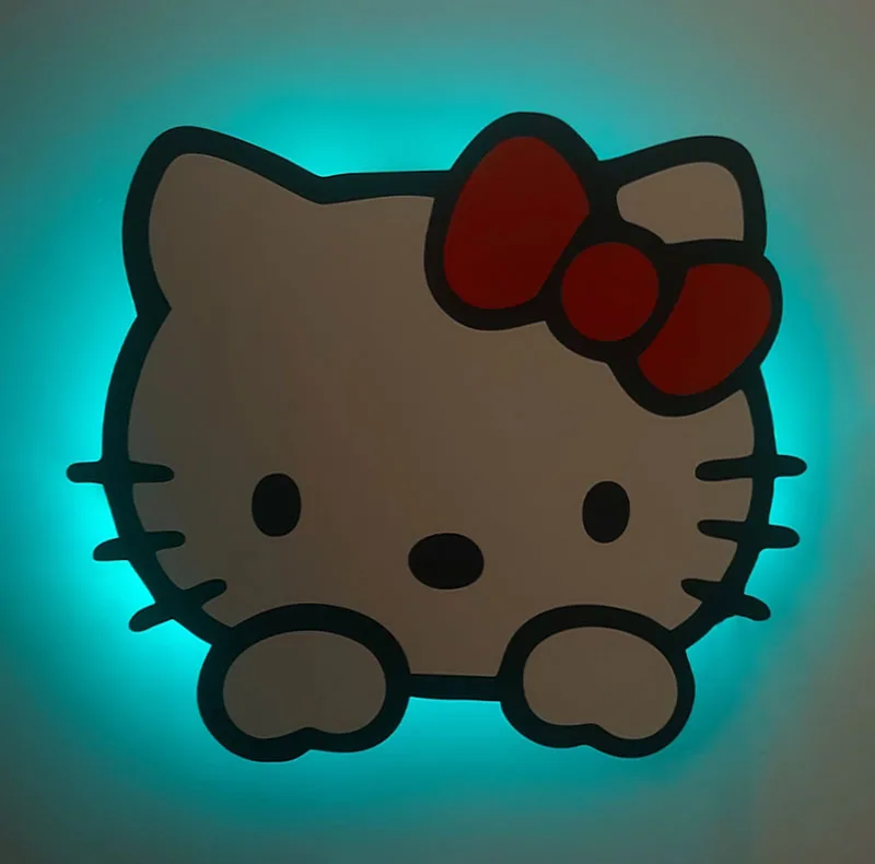 چراغ خواب دیواری اتاق کودک سان لیزر طرح هلو کیتی Hello Kitty مدل ریموت دار