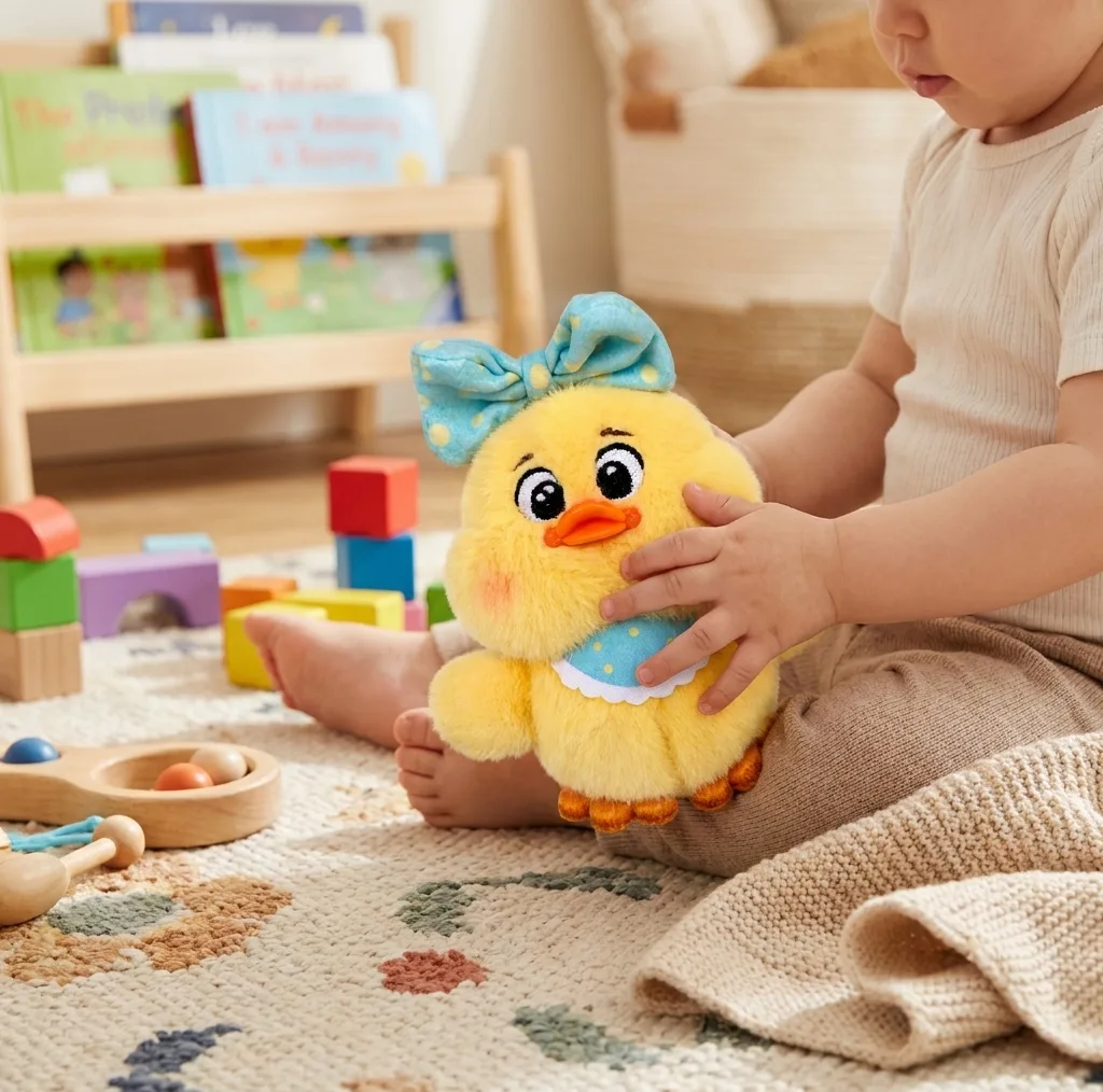عروسک طرح پرنده لوکا مدل جوجه پاپیونی ارتفاع ۱۳ سانتی متر