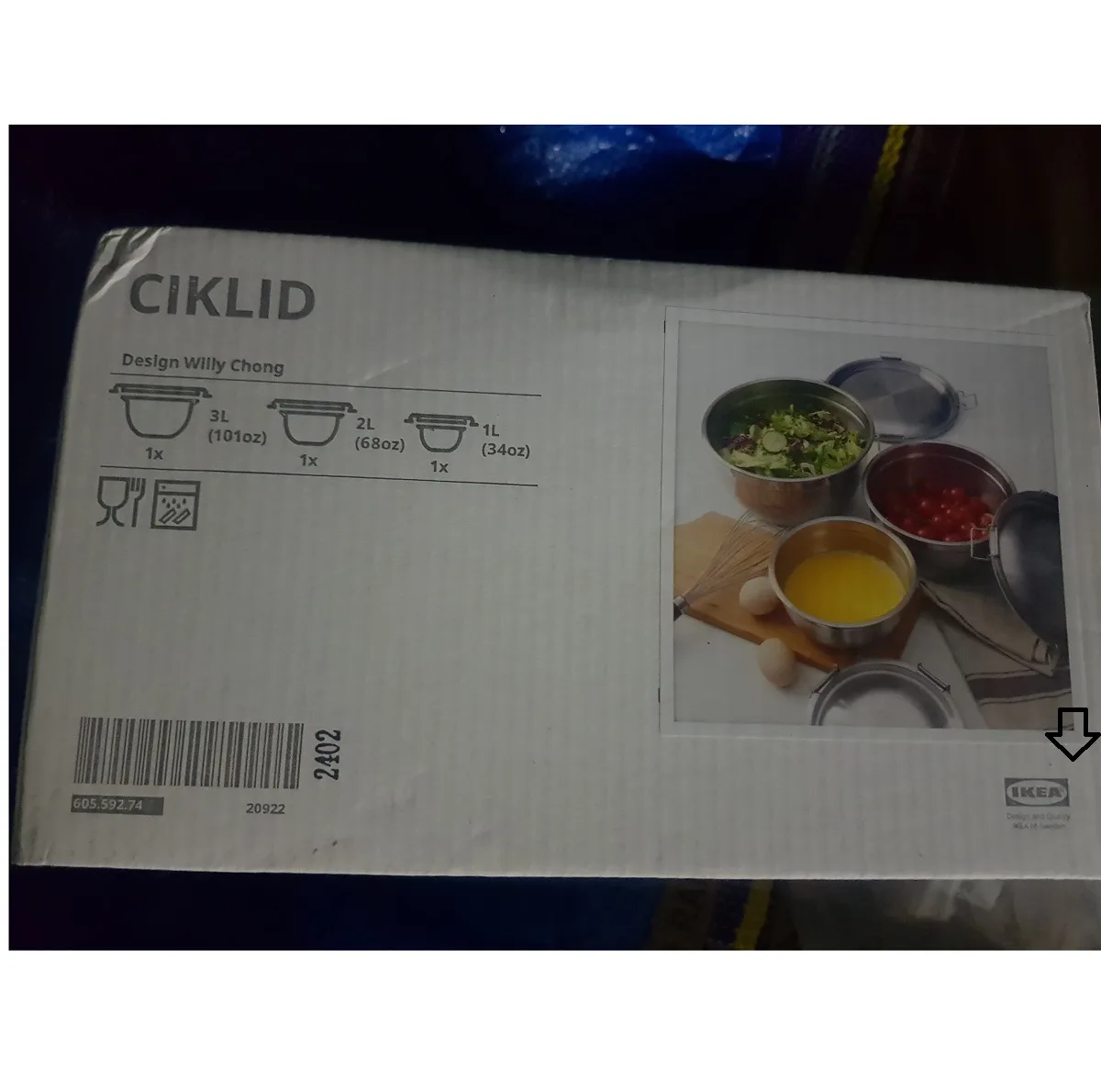 کاسه ایکیا مدل درب دار CIKLID کد .592.74 بسته 3 عددی
