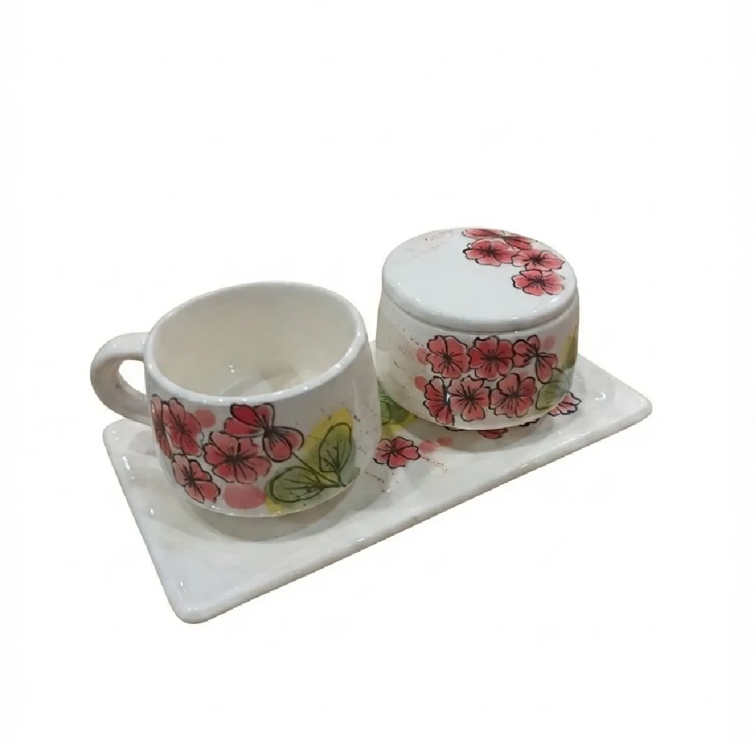 سرویس چای خوری 3 پارچه 1 نفره مدل Gol sorkh