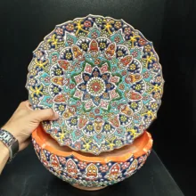 ست کاسه و  بشقاب سنتی مدل مینا کاری