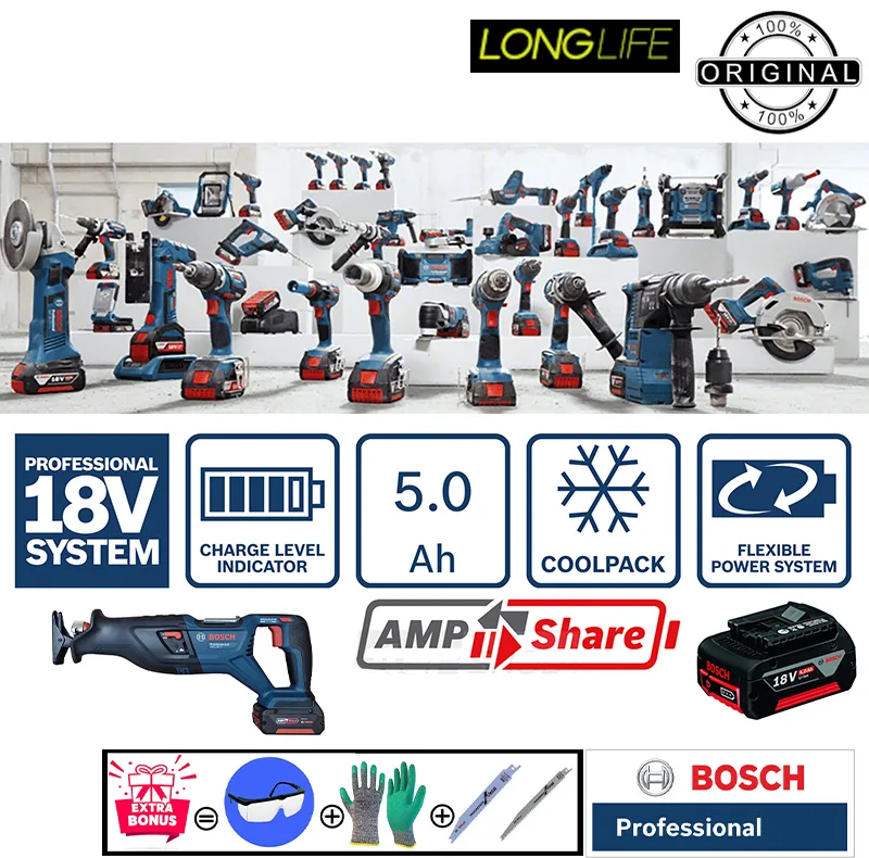 اره افقی بر 18 ولت شارژی 5 آمپر ساعت بوش مدل GSA 185 li 5AH