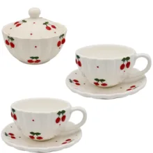 سرویس چای خوری ۶ پارچه مناسب برای 2 نفره مدل صدفی کد 2411P6xalb