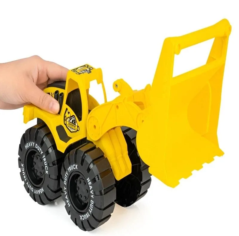 ماشین بازی کامیون راهسازی غیرکنترلی مدل HDT-Loader با بدنه پلاستیکی، در ابعاد 260×140×150 و مناسب 9 تا 10 سال