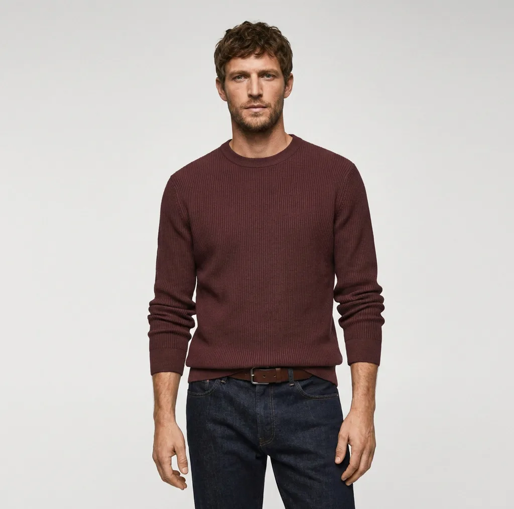 پلیور یقه گرد مردانه مانگو مدل REGULAR FIT COTTON