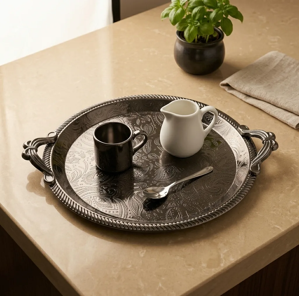 سینی دسته دار مدل 34858 سایز 27x24 سانتی‌متر