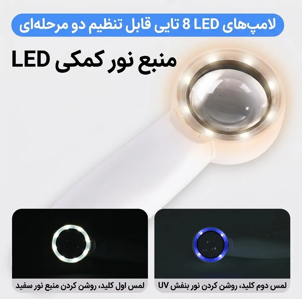 ذره بین مدل RJS3735 با بزرگنمایی ۳۵ برابری و نور کمکی LED سفید