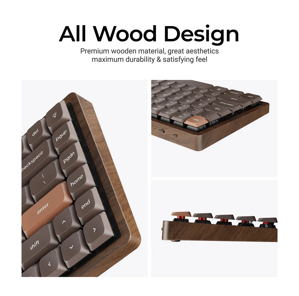 کیبورد گیمینگ کیکورن مدل K3 Max All-Wood Special Edition Brown Switch