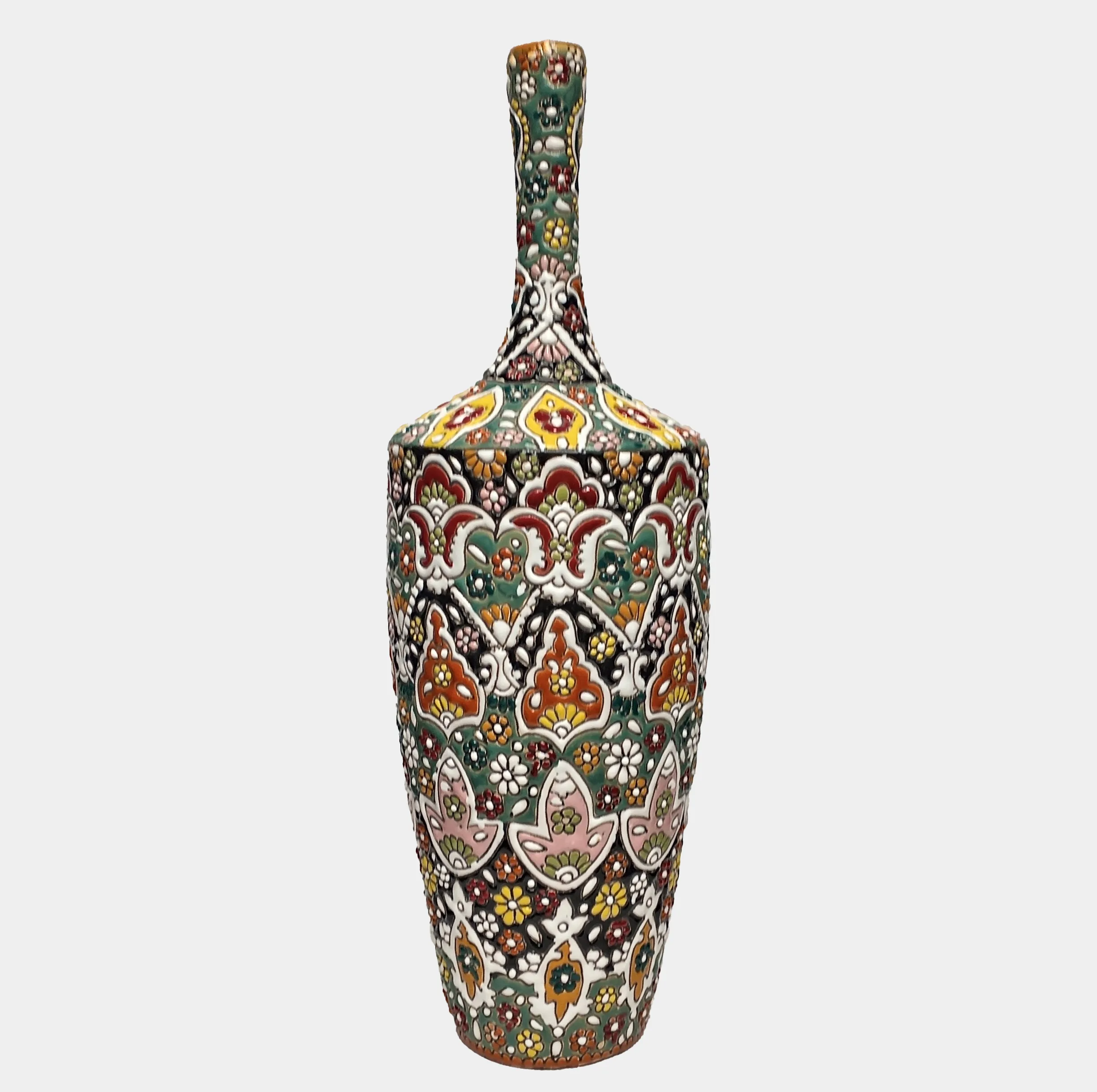 گلدان سفالی مدل مینا کاری گردن نازک